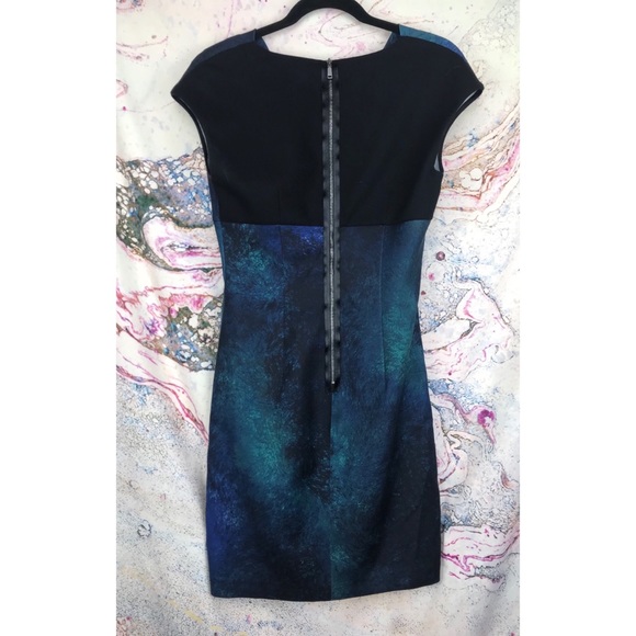 Elite tahari Kyler black blue sheath dress sz 4 - Picture 6 of 8